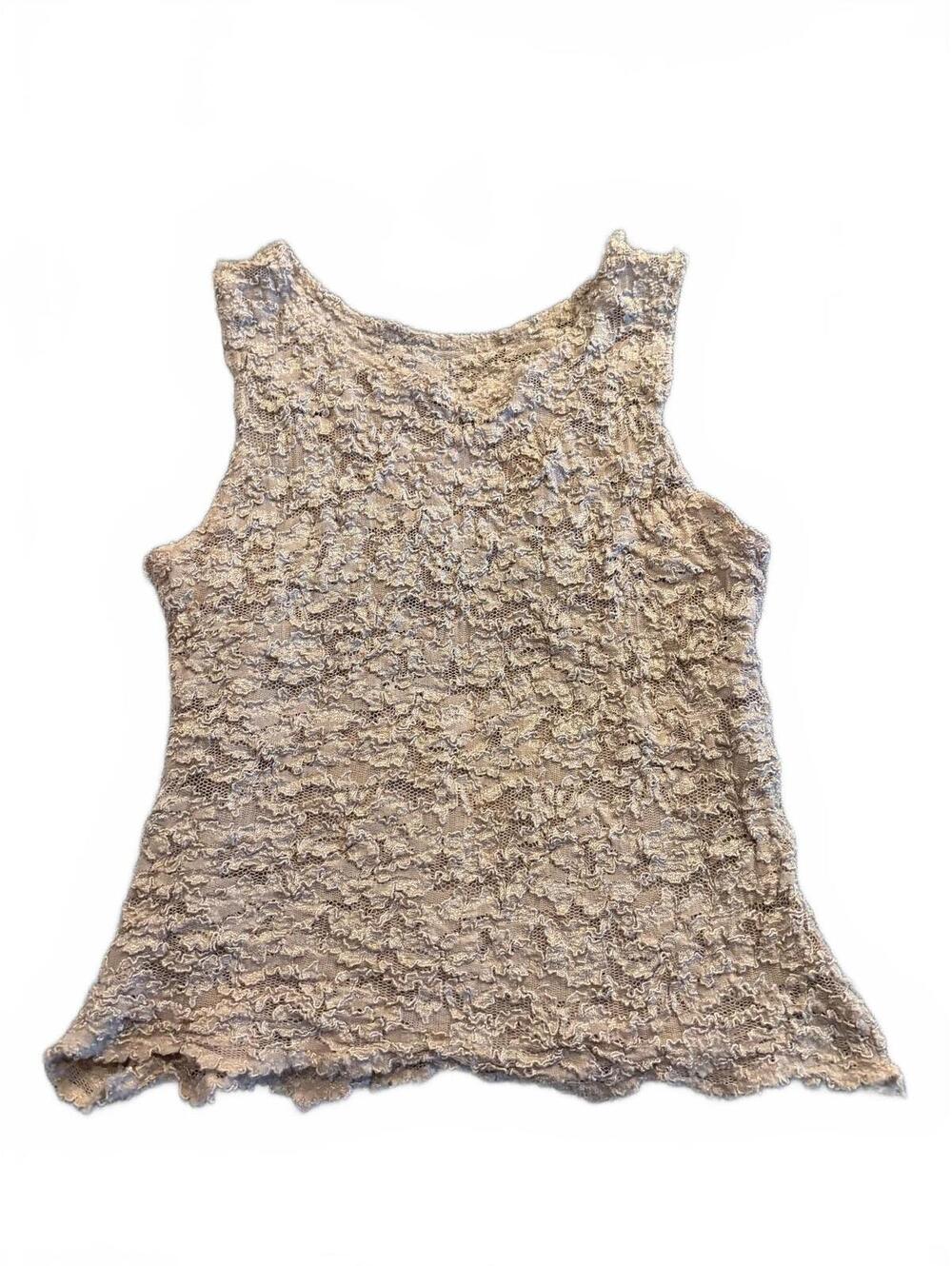 Chic Vintage tank - semi sheer - textured - stretch - small